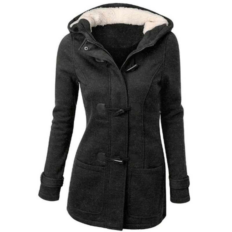 Cardigans à capuche pour femmes, vestes à boutons en corne, manteau polaire, vêtements d'extérieur, hiver, livraison directe