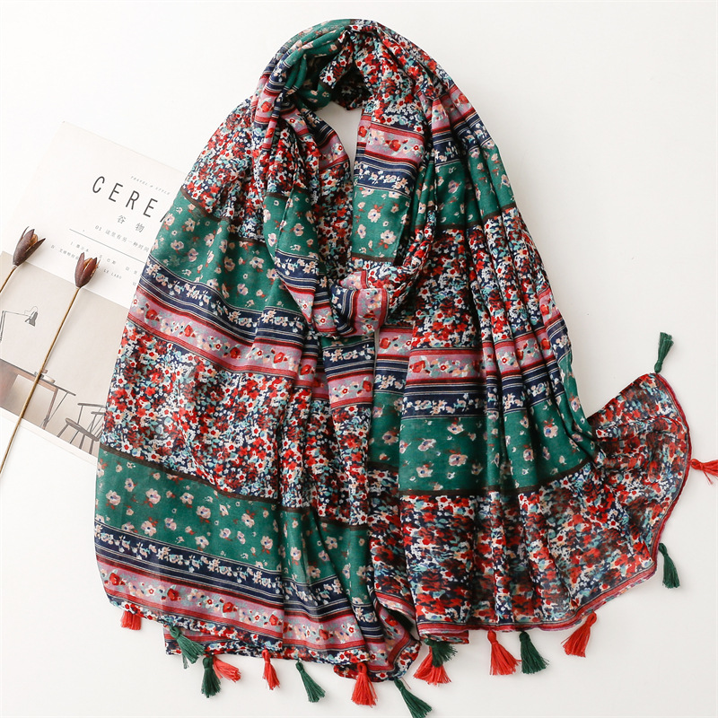 Écharpe en coton de marque de luxe pour femme, grand châle design, hijab, foulards à pampilles imprimées, étole de plage pour femme, foulard silencieux, nouveau