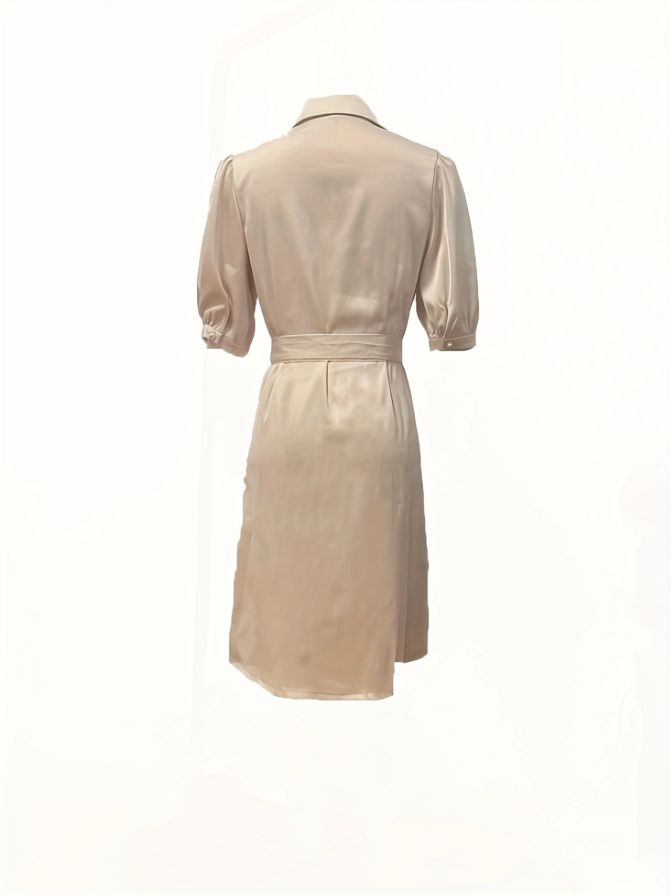 Robe chemise élégante en satin imitation acétate pour femme, robe d'été tendance pour le travail