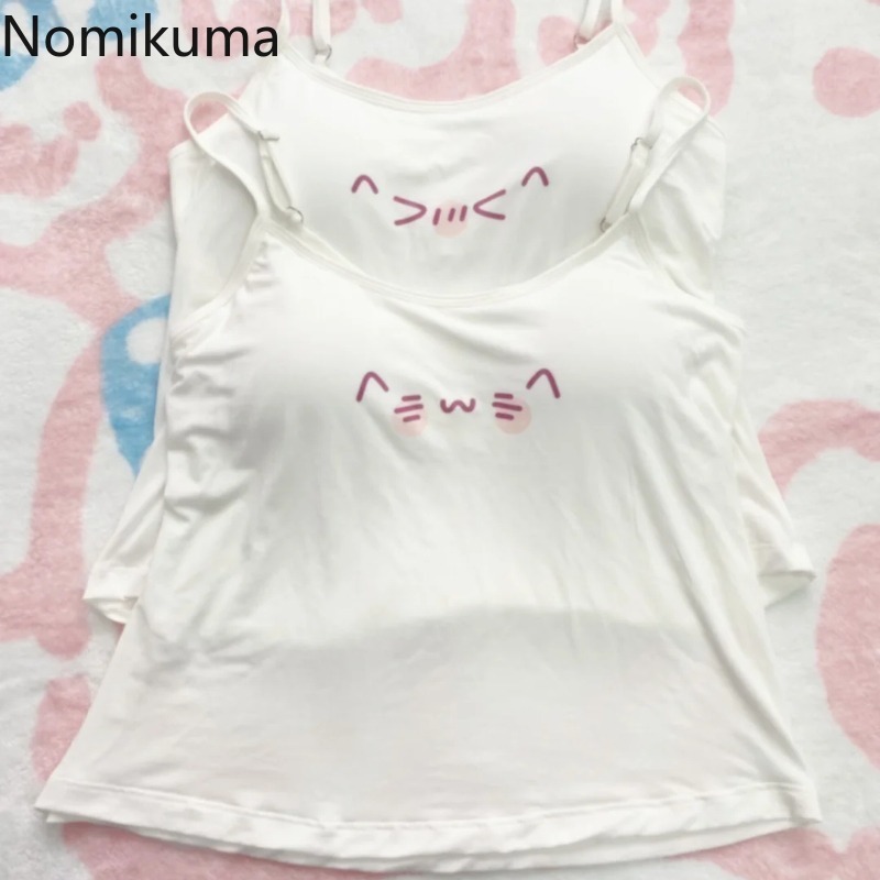 Haut court en coton imprimé dessin animé, gilet sans manches pour femmes, vêtements d'été à la mode, mignon coréen Y2k, débardeurs 2025 Ropa Mujer 49B692