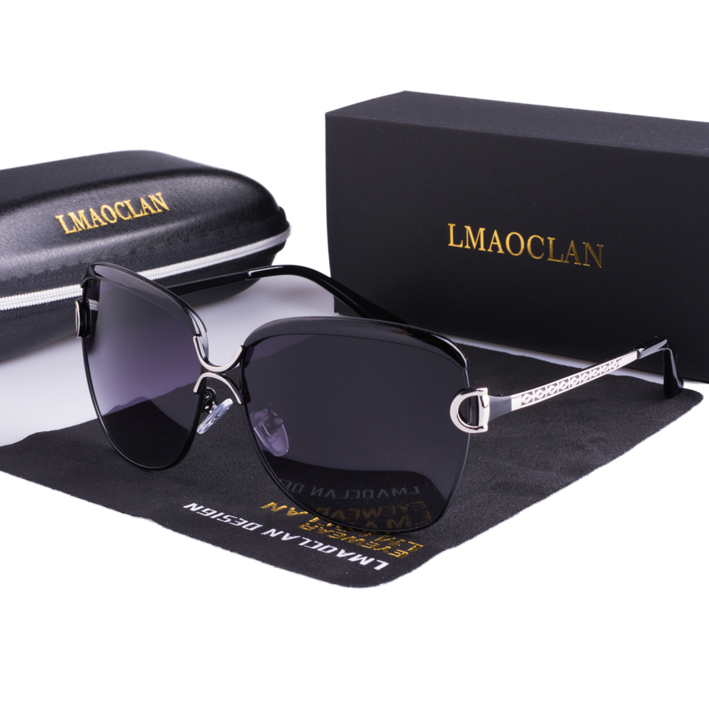 LMAOCLAN-Lunettes de soleil polarisées pour femmes, verres dégradés, rondes, carrées, marque de luxe