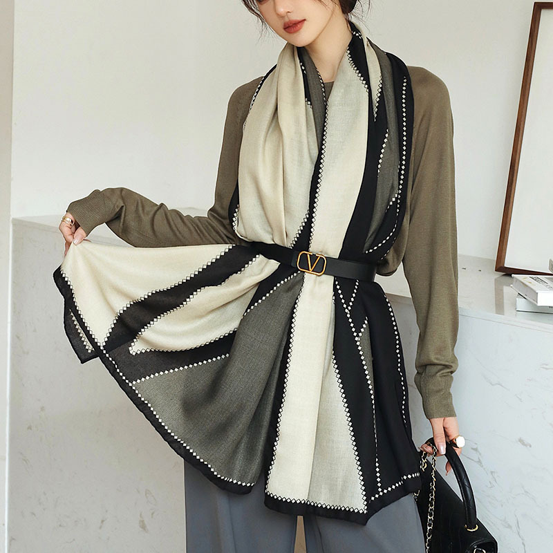 Nouvelle Écharpe Chaude en Lin Pashmina à Pompons pour Femme, Foulard, Châle, Bandana, Hijab