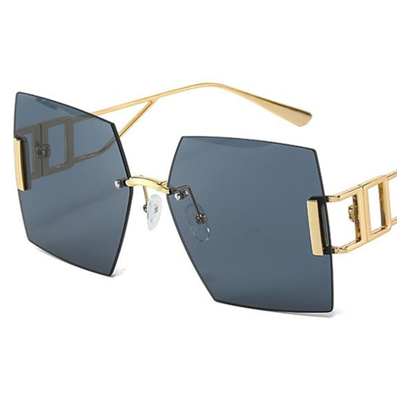 Lunettes de soleil rétro Anti-UV pour femmes, verres carrés, verres de couleur dégradée, personnalité Google, sans bords