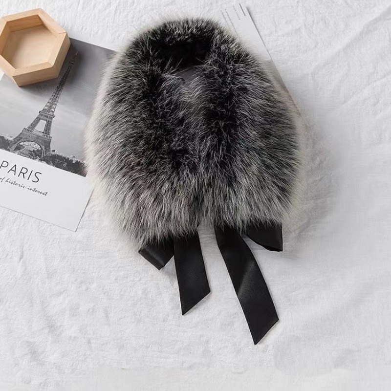 Col de fourrure de raton laveur femmes manteau d'hiver capuche décor col de fourrure de fourrure mode manteau chaud châle naturel fourrure de raton laveur écharpe cou plus chaud