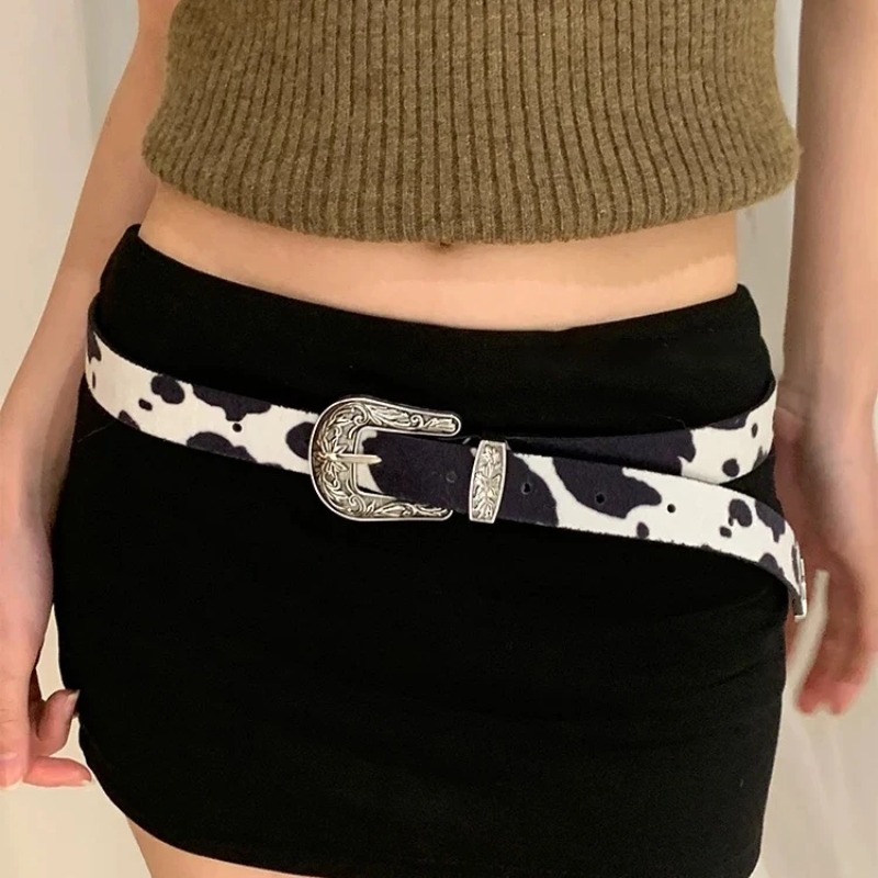 Ceinture à motif de vache, Cowboy occidental, boucle, chaîne de taille, tissu en daim, mode jean, jupe, accessoires de voyage, vacances
