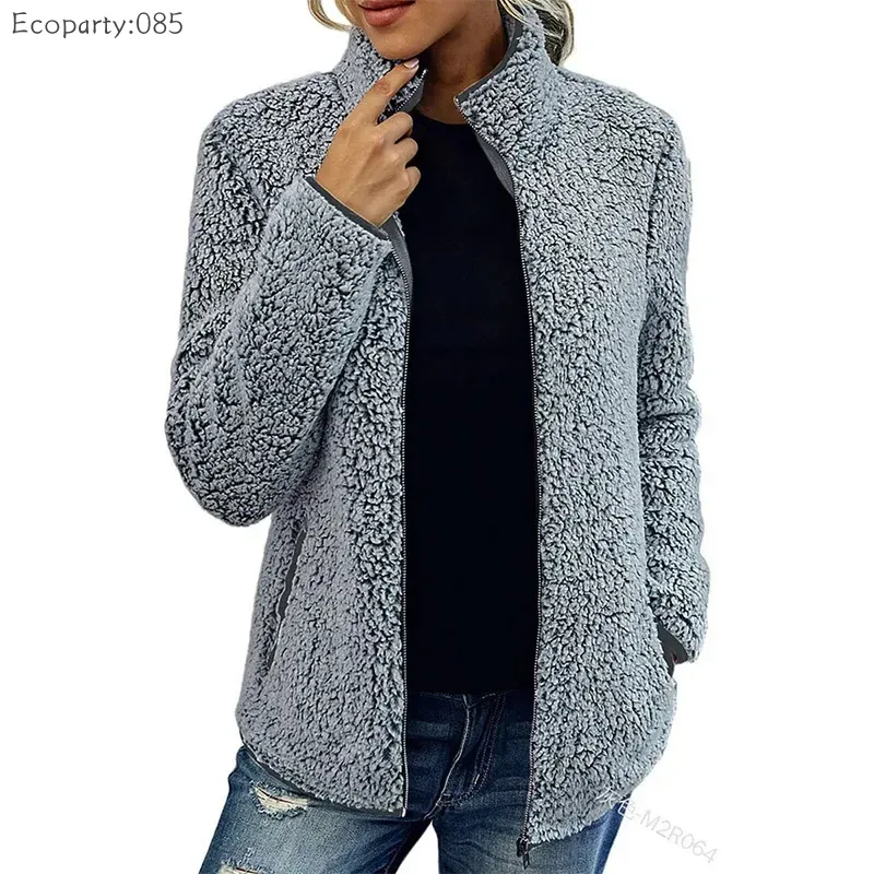 Manteaux chauds pour femmes, mode décontractée, fermeture éclair manches longues, col montant en velours bulle, sweat-shirt de couleur unie pour unisexe, automne hiver