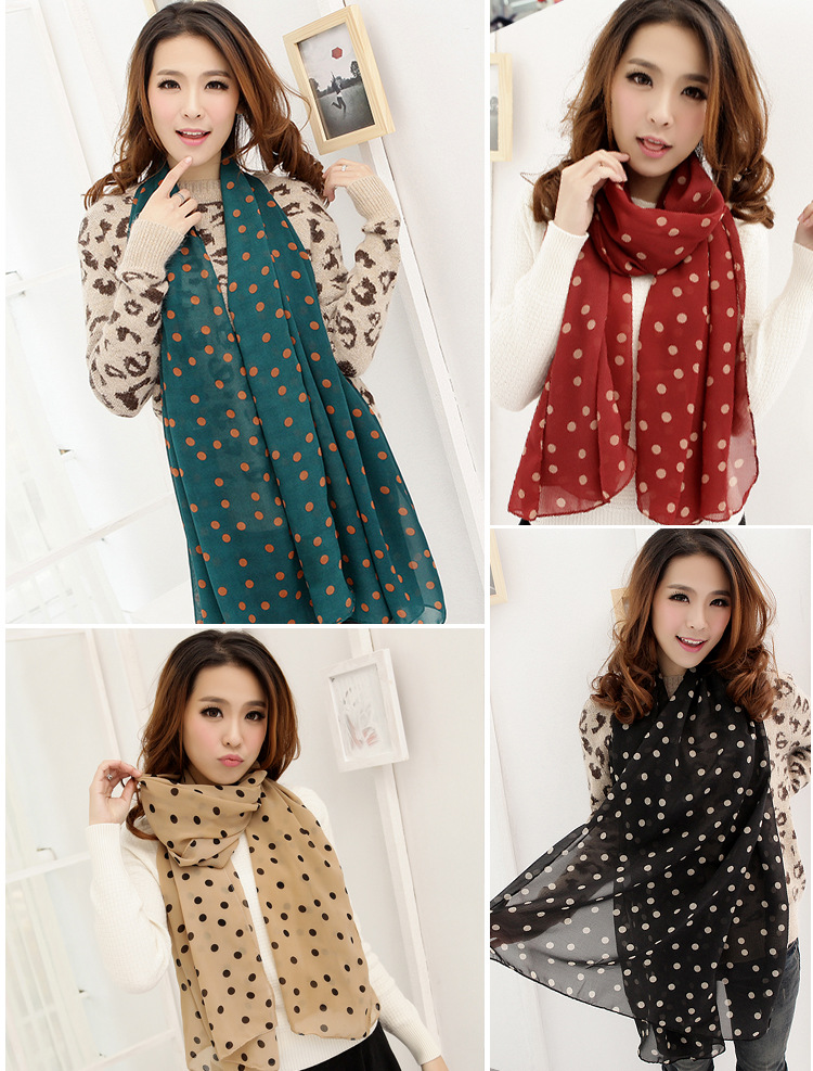 Écharpe en coton doux pour femme, châle à col long, étole à pois, écharpes chaudes, cadeau chaud, dame confortable, belle mode, 1PC