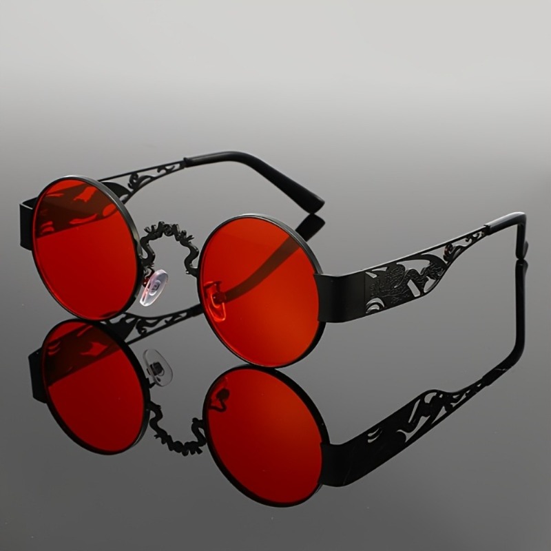 Lunettes de soleil rondes steampunk pour hommes et femmes, mode vintage gothique, métal ajouré sculpté dragon, protection UV400, unisexe