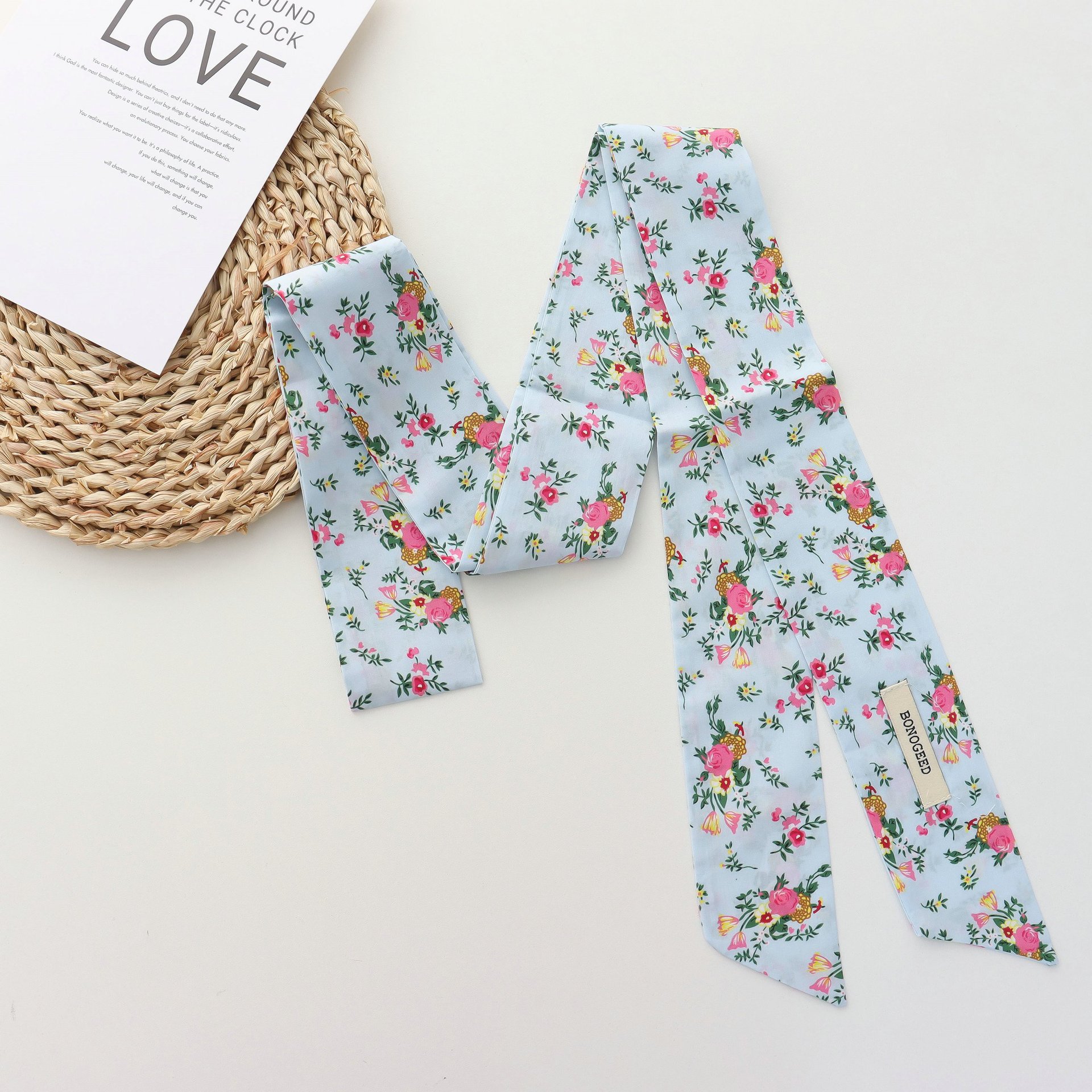 Foulard Long en soie à fleurs françaises rétro pour femmes, foulard de cou, nouveau sens de haute qualité, ruban décoratif pour cheveux, à la mode, printemps 2025