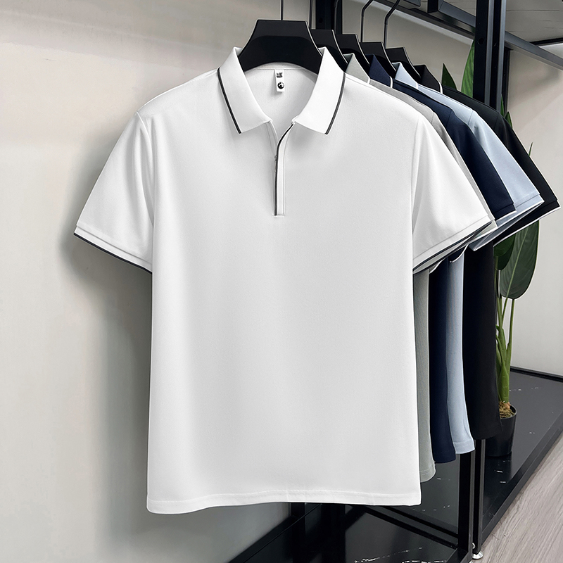 Designer marque Ice Silk manches courtes polo shirt confort respirant été monochrome hommes t - shirt mode affaires Casual TOP