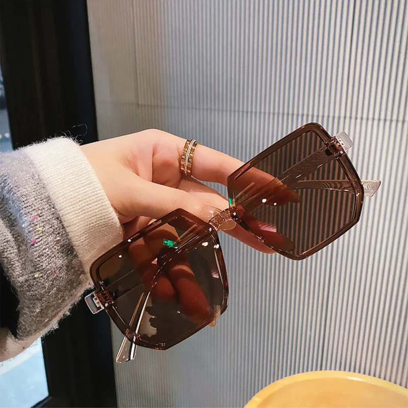 Lunettes de soleil Vintage à grande monture pour femmes et hommes, carrées de marque, rétro, lunettes de soleil polygone pour hommes et femmes ﻿ ﻿