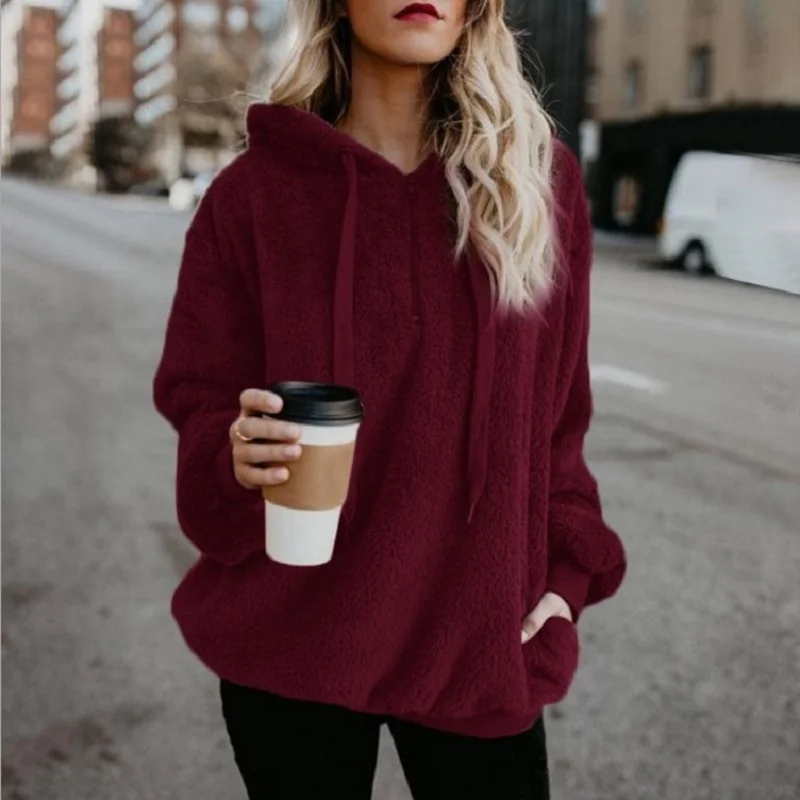 Pull à capuche à manches longues pour femmes, manteau monochrome, tendance de la mode