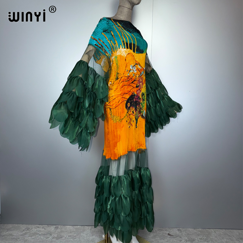 WINYI Robe plissée élastique ajustée, paréo de plage, kaftan, abaya, robe de soirée de luxe Dubaï, robe de soirée tendance, abaya pour femme musulmane