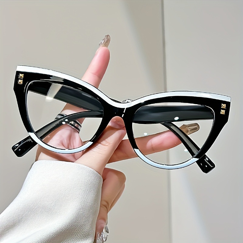 Lunettes de lecture œil de chat élégantes avec charnière en métal – Design minimaliste en blocs de couleurs, lunettes presbytes à la mode +1.0 à +4.0