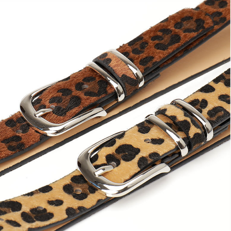 Ceinture imprimée léopard pour femmes, personnalisée, pour festival de musique, associée à une robe en jean, ceinture à boucle à aiguille