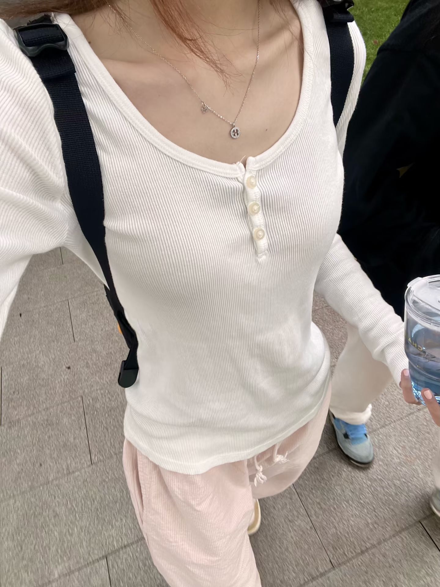 T-shirt à manches longues pour femmes, col rond, en coton doux, côtelé, boutons, Vintage, uni, Simple, Streetwear, Y2k, 2023