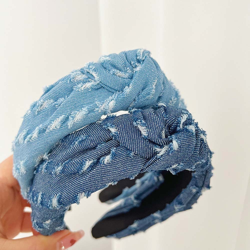 Bandeaux larges noués en denim pour femmes, bandeaux de sauna, coiffure INS Fashion Cool Cowboy, cerceaux de cheveux