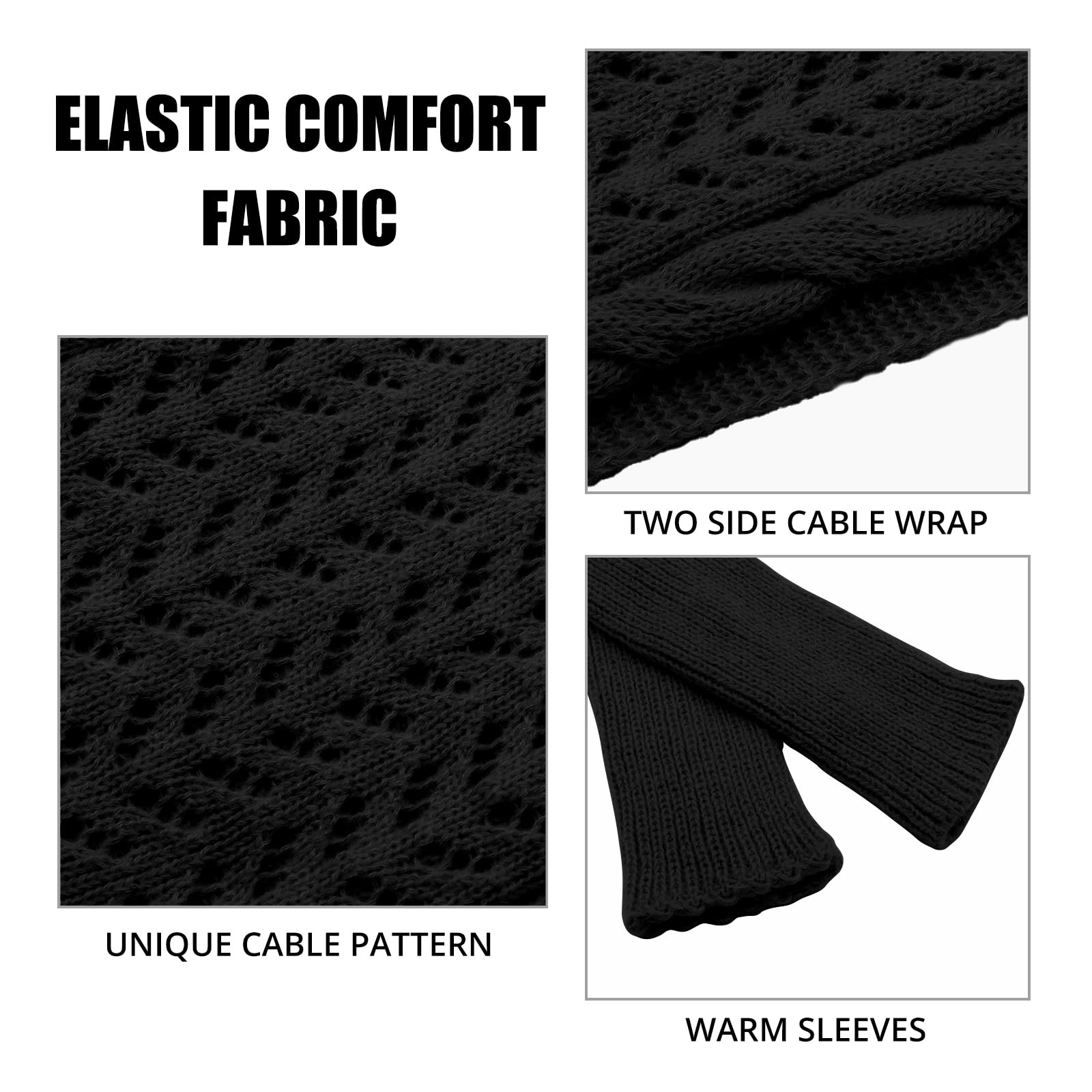 Écharpe avec manches pour femmes, châle enveloppant, câble tricoté au Crochet, écharpe multifonctionnelle, pulls avec manches