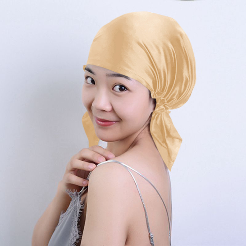 Bonnet de nuit en soie véritable 100% soie de mûrier, bonnet de douche pour femmes, bonnet de soin pour cheveux longs, bonnet de sommeil en soie véritable, bonnet de douche en soie pour la maison.