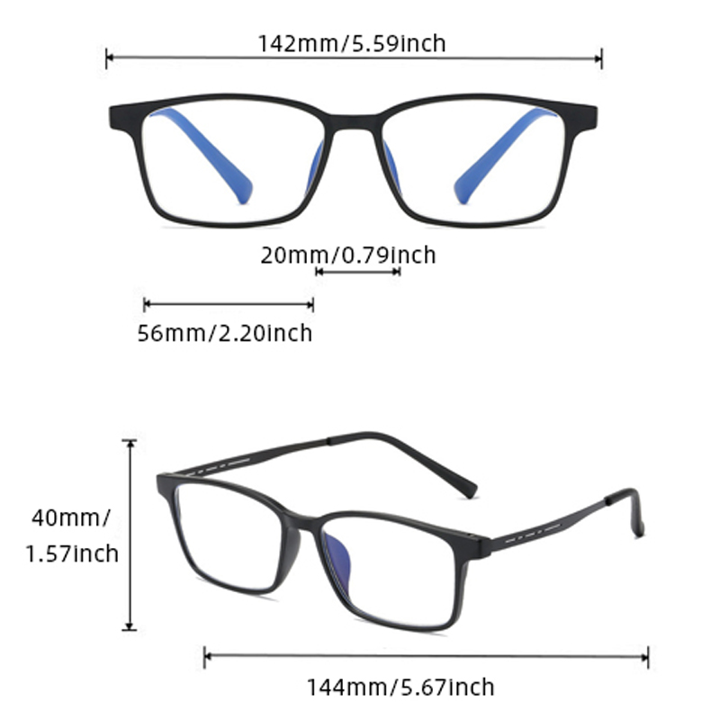 Lunettes de presbytie d'affaires noires pour hommes et femmes, lunettes de lecture rectangulaires classiques, anti-lumière bleue, lunettes d'hypermétropie, mode