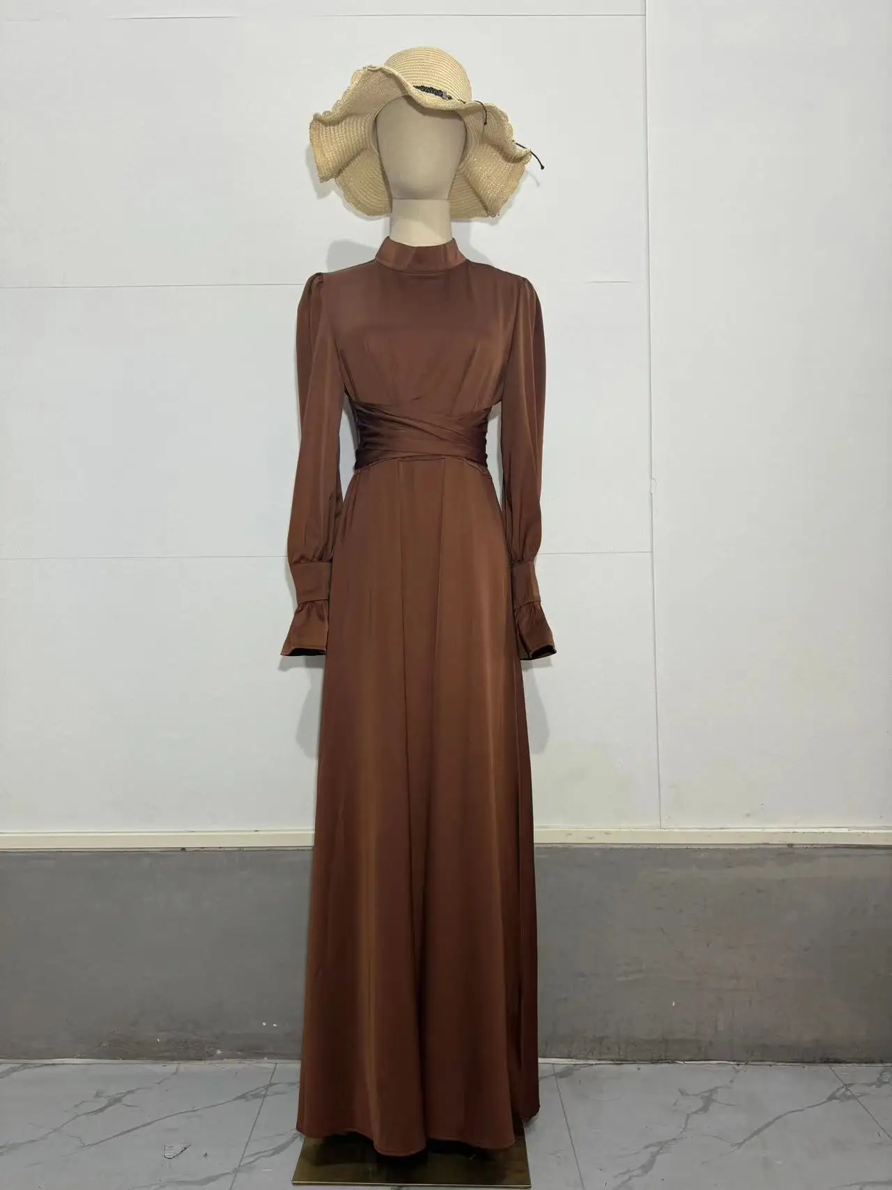 Abayas en satin à manches longues pour femmes, robe musulmane décontractée, robes de soirée minces, tempérament élégant, Dubaï, printemps