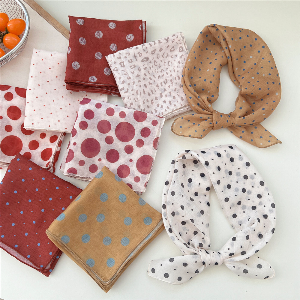 Coton lin 58cm écharpe carrée femmes foulard fleur imprimé géométrique foulard foulards bandeau Bandanas bandeau bandeaux