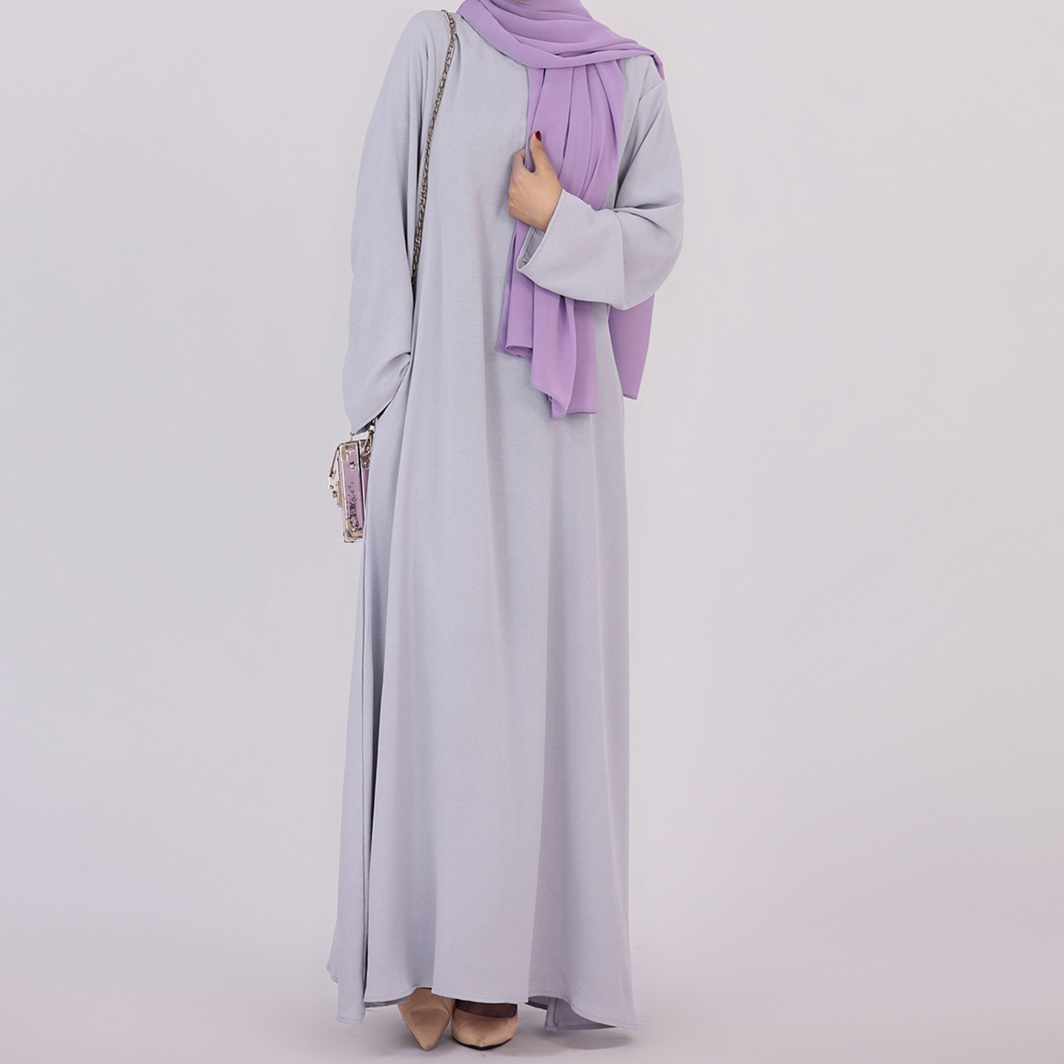 Abaya en crêpe uni pour femmes, dubaï, modeste, caftan musulman islamique avec poche, Robe musulmane