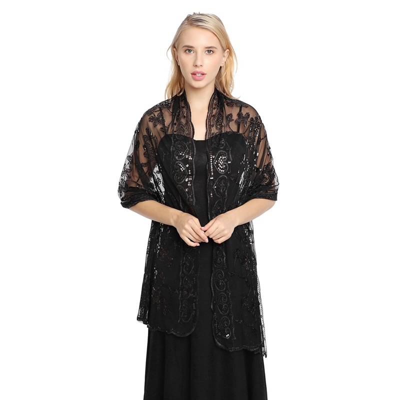 Femmes robe de soirée mariage châle paillettes haussement d'épaules enveloppes 2020 nouveau solide fête châle écharpe gland mariée boléro Cape Mariage haussement d'épaules