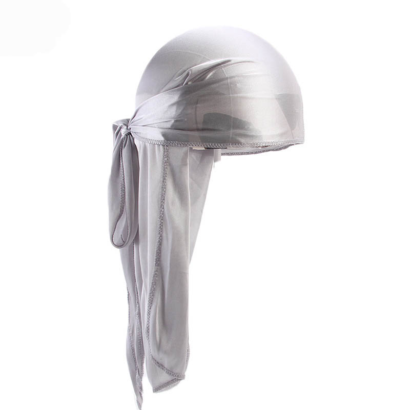 1 pièce Durag long unisexe en soie, foulard long en soie, Doo Rag musulman, chapeau de pirate, bonnets de chimiothérapie, chapeau de crâne, turban, bandeau pour cheveux, bandanas