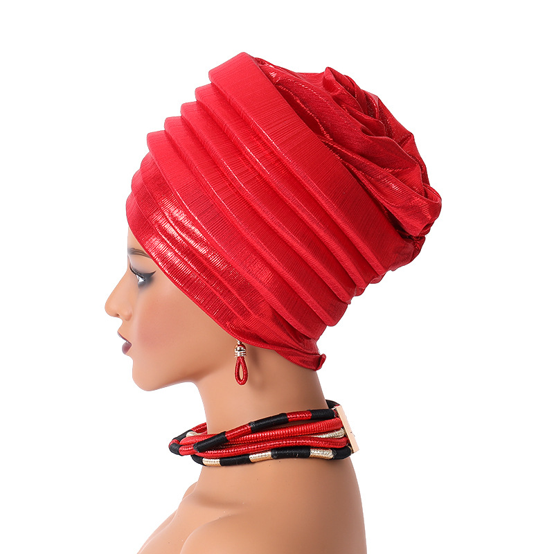Femmes africaines Auto Gele couvre-chef Nigeria dame plissée bandeau musulman foulard Bonnet Turbante Mujer