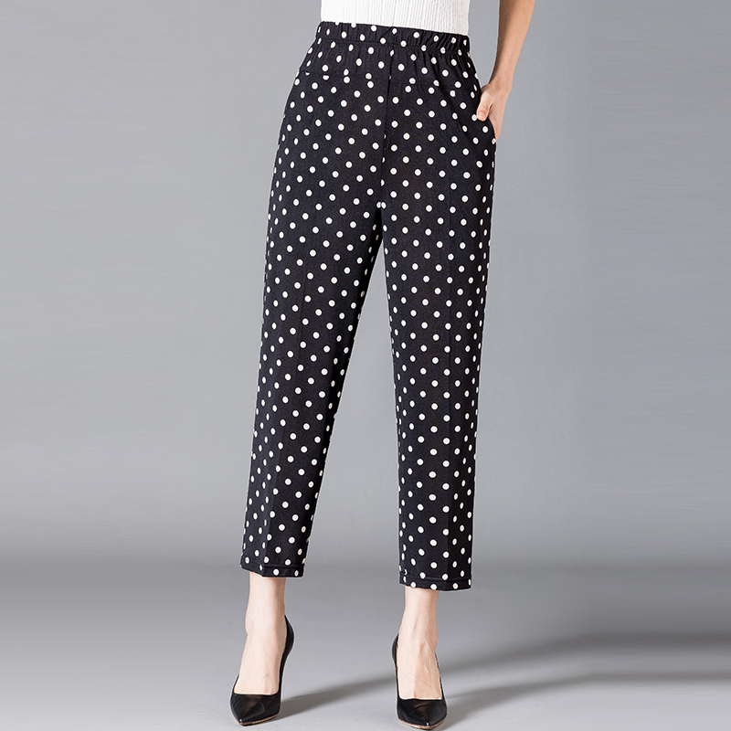 XL-8XL été femmes sarouel décontracté taille haute pantalon imprimé taille élastique femmes d'âge moyen fjSummer bas