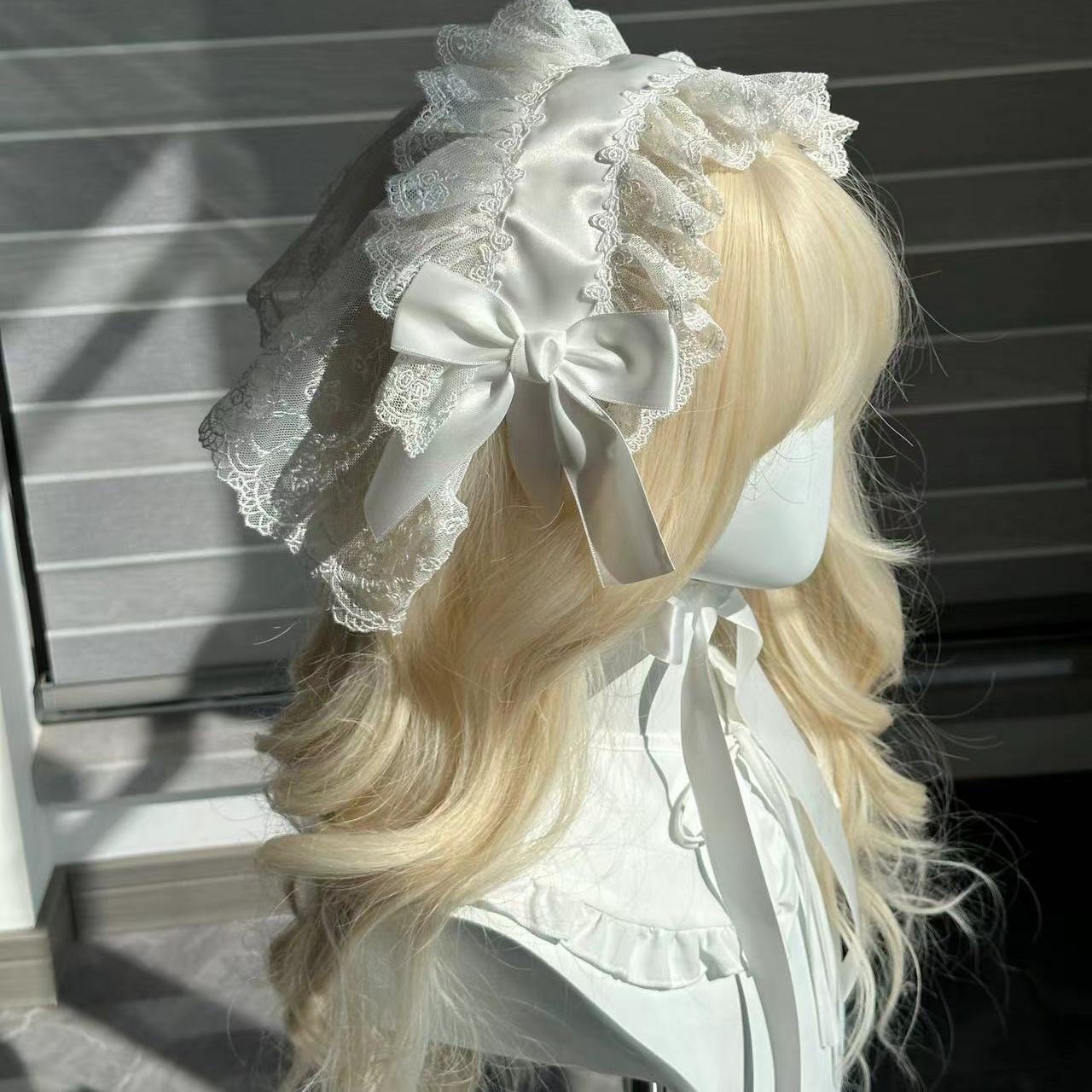 Bandeau gothique Lolita fait à la main, voile noir/blanc, accessoire Vintage élégant, nœud Lolita, Collocation de mode quotidienne, couvre-chef pour femme