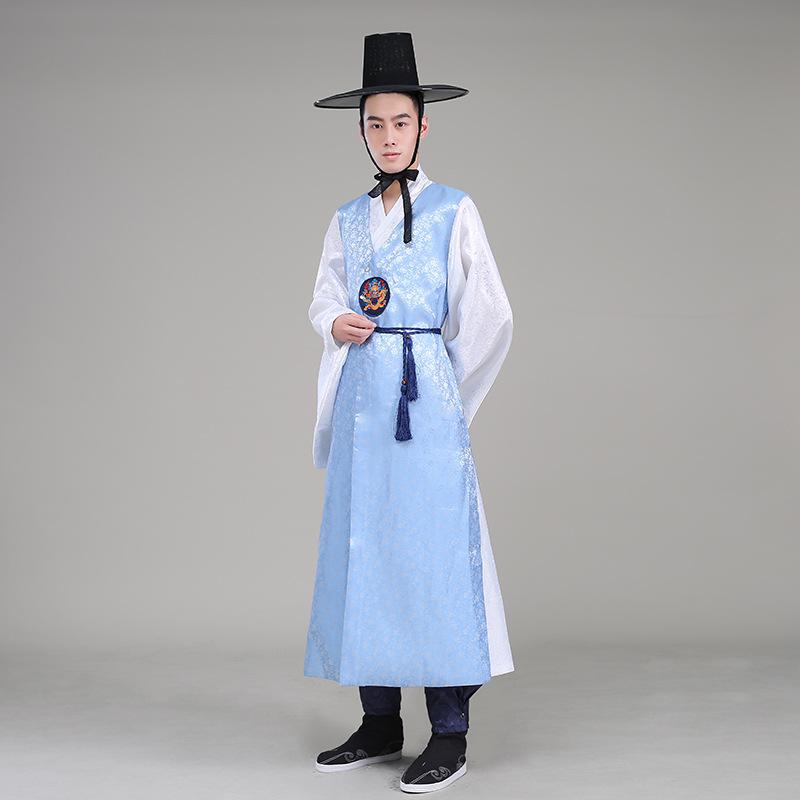 Vêtements traditionnels coréens pour hommes, robes ethniques de prairie, vêtements officiels de cour, costume de scène masculin, Hanbok multicolore