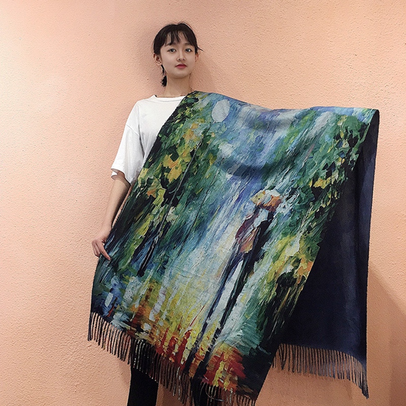 GustAbility Klimt-Châle en Cachemire pour Femme, Imprimé Numérique, Pashmina, Couverture Chaude d'Hiver, Foulards en Laine Ronds de Styliste
