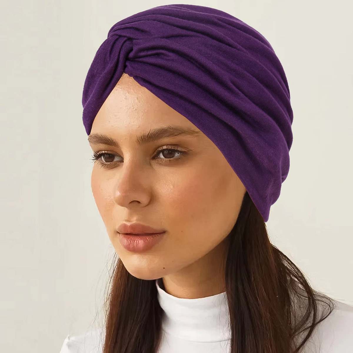 Nouveau Bonnet Hijab Musulman Extensible Doux 2026 Couleur Unie pour Femme – Coiffe Tendance et Soin des Cheveux – Turban