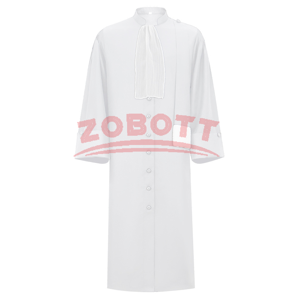 Costume de robe de magistrat médiévale avec col jabot plissé, robe de prêtre vintage, robe de chœur, tenue de cosplay d'Halloween en stock