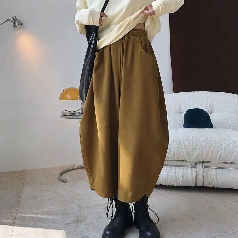 Pantalon carotte pour femme, taille élastique, décontracté, poche solide, vintage japonais, fjFemale spinal, pantalon large, vêtements à la mode