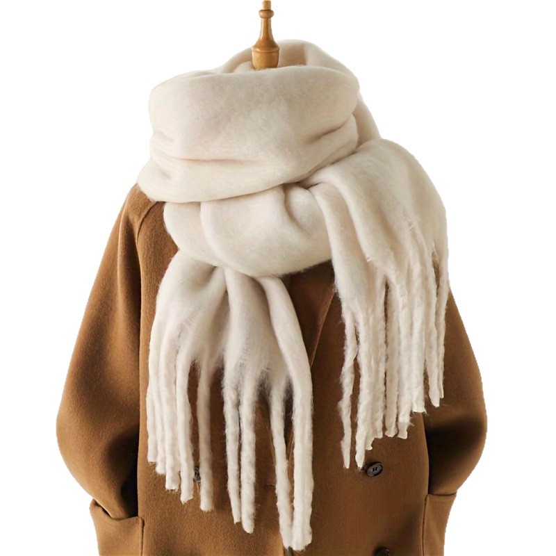 Nouvelle Écharpe Longue et Épaisse Chaude pour l'Hiver – Protection Contre le Froid, Châle Polyvalent, Élégant, Couleur Unie, Idéal pour Étudiants