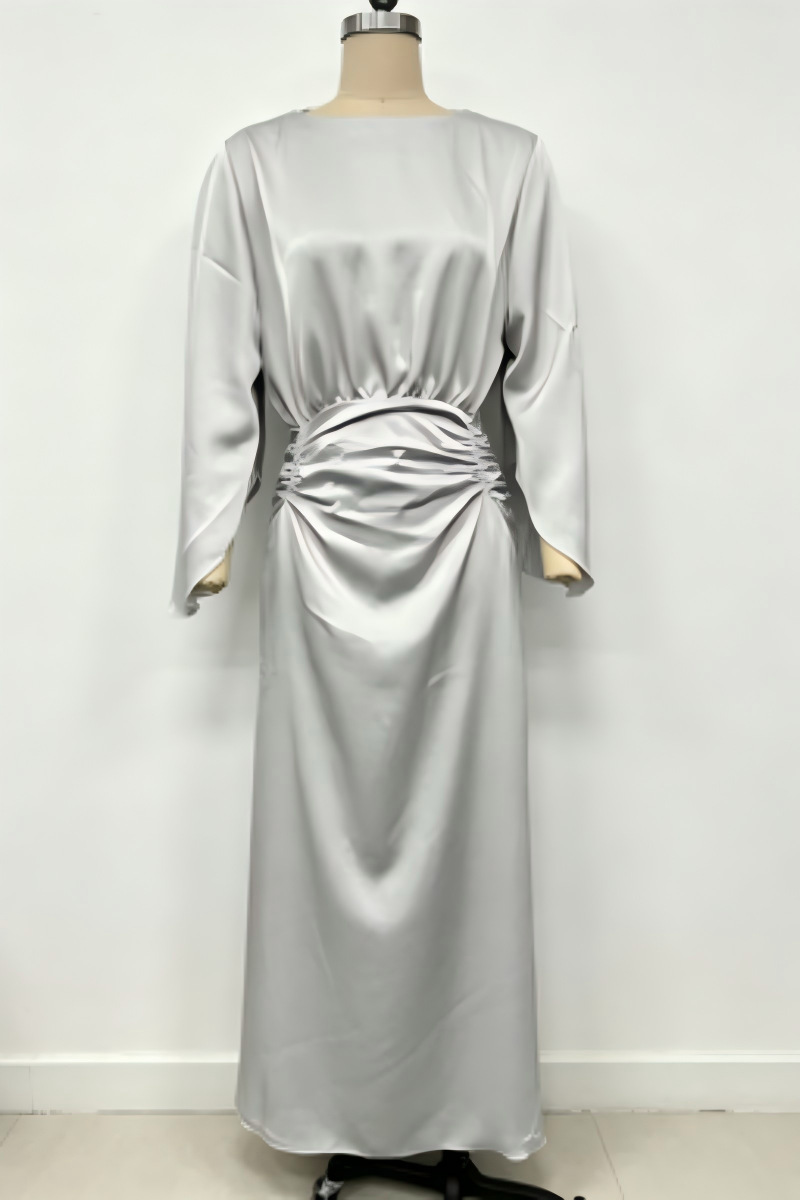 Robe longue bohème sexy dos nu pour femme, élégante, col rond, taille haute, manches chauve-souris, coupe droite ajustée, printemps-été