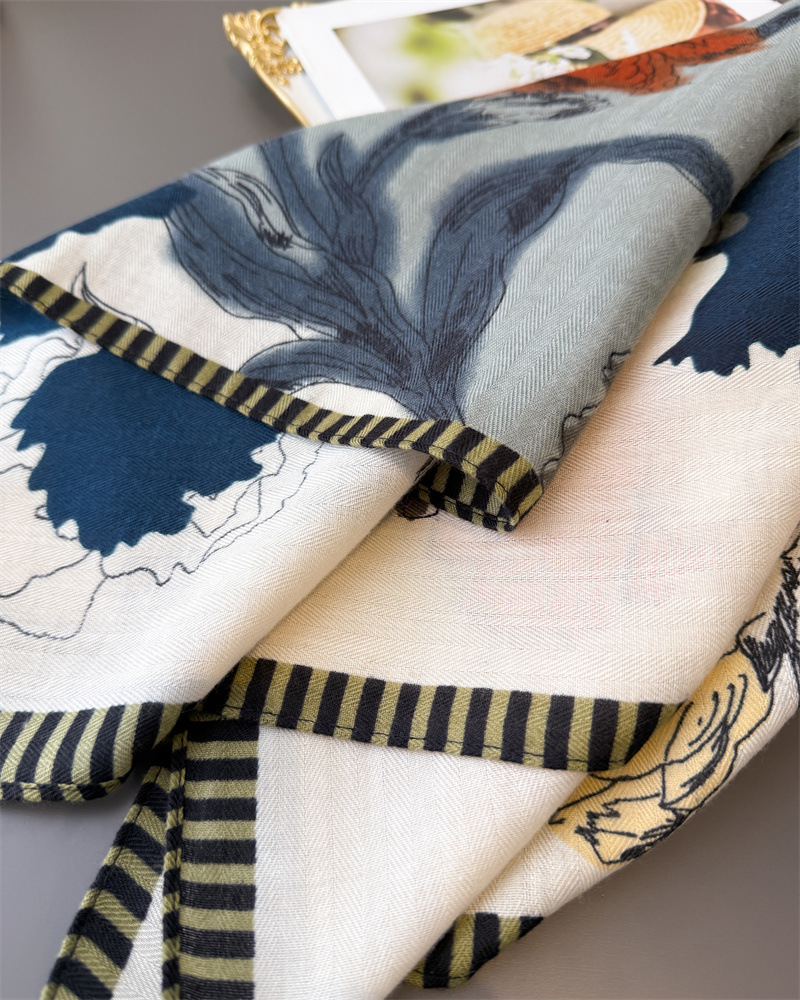 Foulard de tête à imprimé floral de luxe pour femmes, enveloppe en coton, hijab, chaud, printemps, automne, doux, carré, bandana, foulard