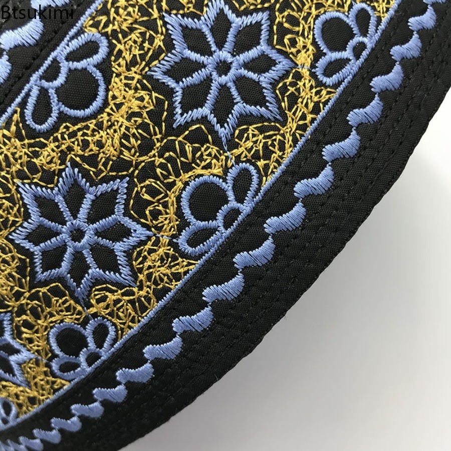 Chapeaux Turban brodés Vintage pour hommes, chapeau de prière islamique respirant, Eid Ramadan, Hijabs, casquettes de Style ethnique, chapeaux arabes sains