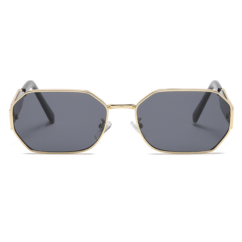 Lunettes de soleil rectangulaires en métal rétro pour hommes et femmes, lunettes de soleil populaires, lunettes noires, mode vintage, nouveau design