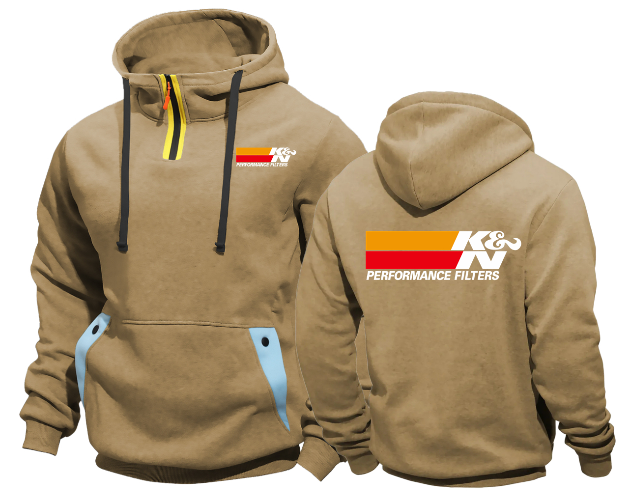 K & N haute Performance filtres à Air et à huile prises d'air Semi-Zip sweat à capuche hommes Streetwear mâle Vintage à capuche Clthoes