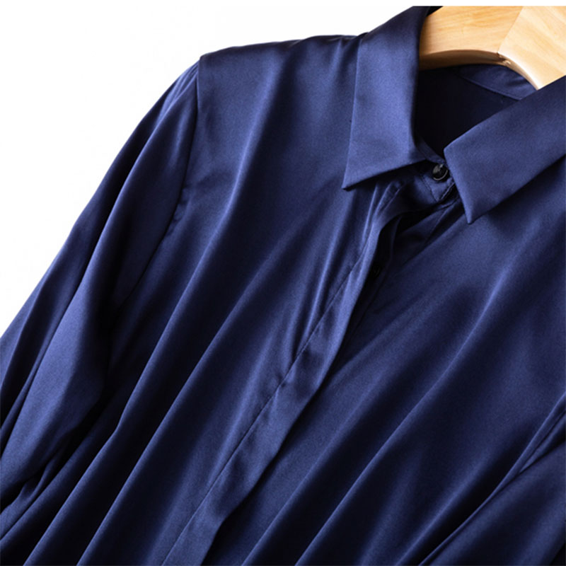 Mulberry-Chemisier à manches longues en satin pour femme, haut de bureau, boutons vers le bas, travail, M, L, XL, MM161, Inj93% IQUE dex, 19 Momme, 7%