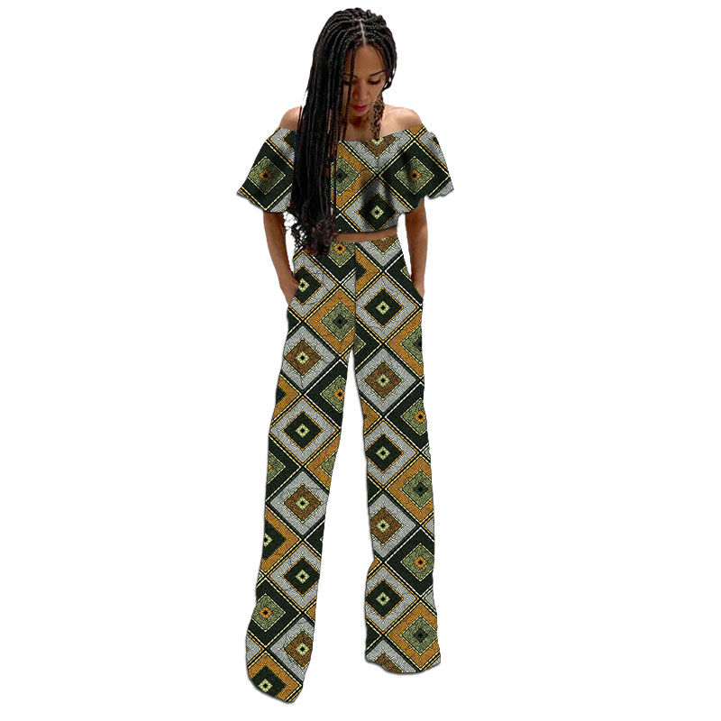 Couture africaine Design Original femmes Mini haut avec pantalon droit fête loisirs chauds ensemble femme Ankara tenues