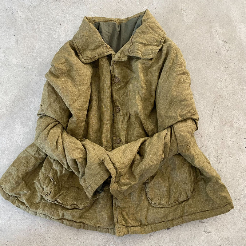 Veste Cardigan en coton et lin pour femme, nouveau Style coréen Vintage, coupe ample, vêtements chauds, automne hiver 2024