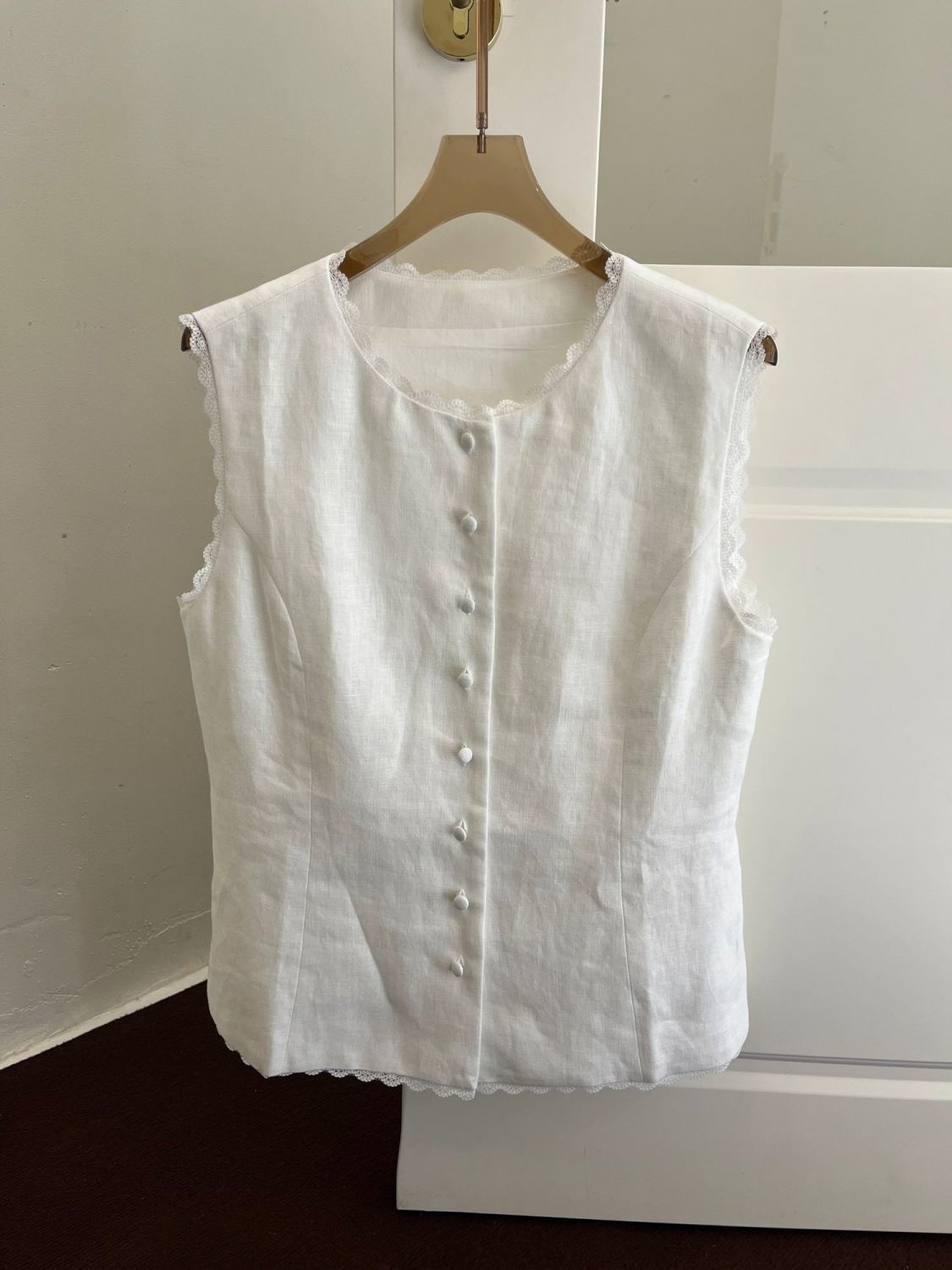 Gilet d'été pour femme en lin léger, décontracté, sans manches, à simple boutonnage, haut chic