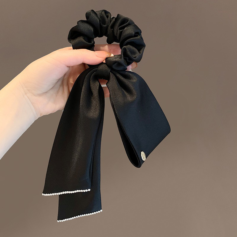 1 élastique à cheveux en ruban satiné, élastique à cheveux élégant pour femmes, accessoire pour nouer des chignons bas
