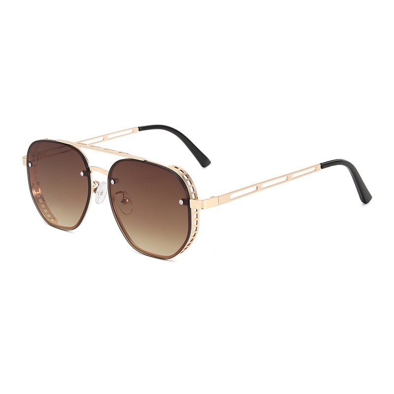 Lunettes de soleil métalliques à double barre, classiques et élégantes, haut de gamme, simples et polyvalentes