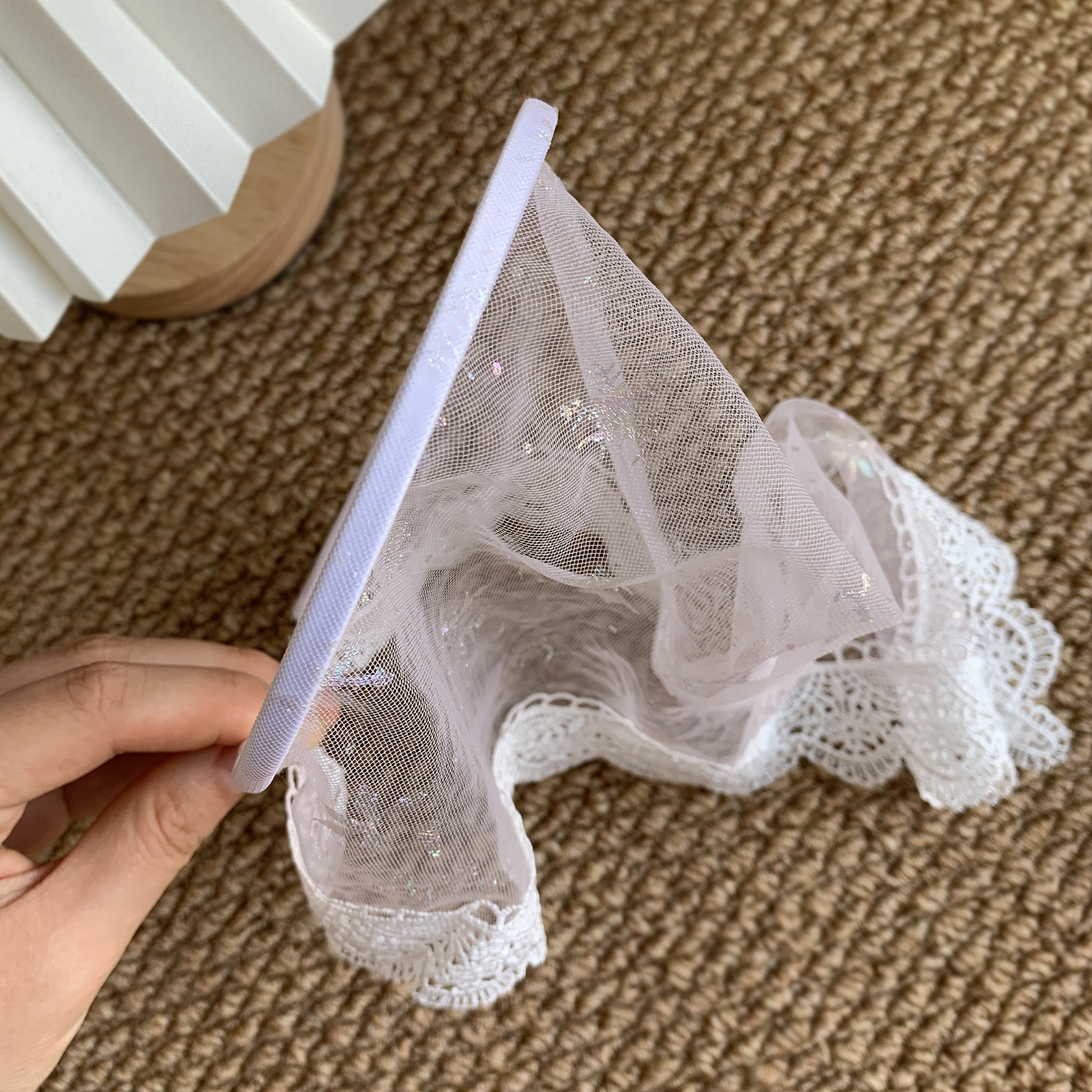Bandeau en dentelle et maille tendance, bandeau foulard triangulaire rétro français pour femme printemps/été, accessoire de coiffure et de mode SA194
